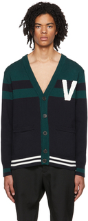 Темно-сине-зеленый кардиган с логотипом VLogo Valentino