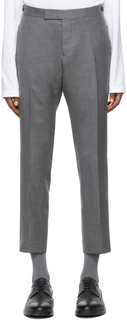 Серые шерстяные брюки Super 120s с петлицами по бокам Thom Browne
