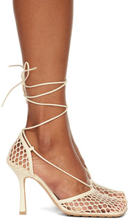 Бежевые эластичные туфли на каблуке Web Bottega Veneta