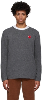 Серый шерстяной свитер с нашивкой в ​​виде сердца Comme des Garçons Play