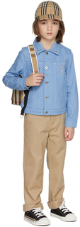Детская синяя японская джинсовая куртка с монограммой и заклепками Burberry