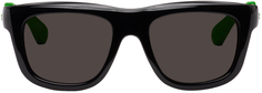 Черно-зеленые квадратные солнцезащитные очки Bottega Veneta