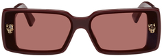 Бордовые прямоугольные солнцезащитные очки Cartier