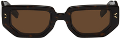 Прямоугольные солнцезащитные очки черепаховой расцветки MCQ