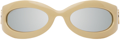 Бежевые овальные солнцезащитные очки Gucci