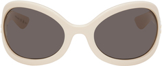 Белые большие овальные солнцезащитные очки Gucci