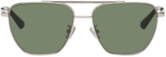 Серебристо-зеленые солнцезащитные очки-авиаторы Bottega Veneta