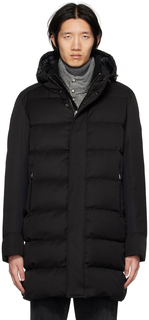 Черное стеганое пуховое пальто Moncler