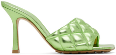 Зеленые дутые босоножки на каблуке Bottega Veneta