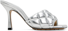 Серебряные стеганые босоножки на каблуке Bottega Veneta