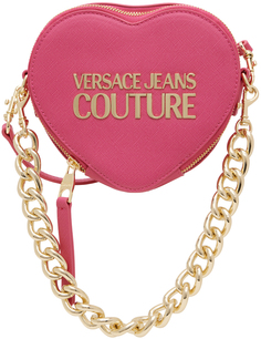 Розовая сумка через плечо с замком-сердечком Versace Jeans Couture