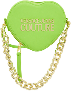 Зеленая сумка через плечо с замком в форме сердца Versace Jeans Couture