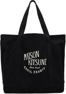 Черная объемная сумка с короткими ручками Olympia Le-Tan Palais Royal Maison Kitsuné