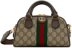 Бежево-коричневая мини-сумка Ophidia GG Gucci