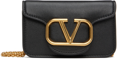 Черная кожаная сумка с цепочкой Micro Locò Valentino Garavani