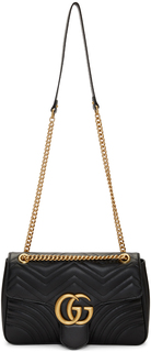 Черная сумка через плечо GG Marmont 2.0 среднего размера Gucci