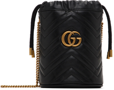 Сумка-мешок Mini GG Marmont черного цвета Gucci