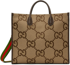 Бежевая объемная большая сумка Jumbo GG Gucci