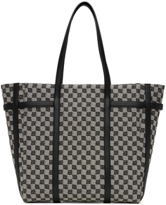 Серо-коричневая и черная объемная сумка-шоппер с монограммой MISBHV