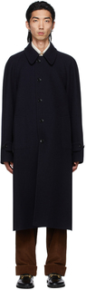 Темно-синее шерстяное пальто Loden Gucci