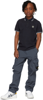 Детская футболка-поло темно-синего цвета с нашивкой-логотипом Stone Island Junior
