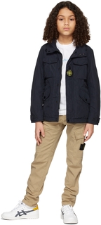 Детская темно-синяя полевая куртка Stone Island Junior