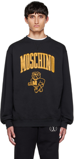 Черный университетский свитшот Moschino