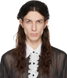 SSENSE Эксклюзивный черный шарф в горошек с ромашкой Anna Sui