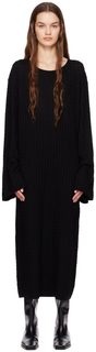 Черное платье-миди вязаного плетения Totême Toteme
