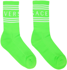 Зеленые носки с винтажным логотипом 90-х Versace