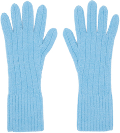 Синие ребристые перчатки Dries Van Noten