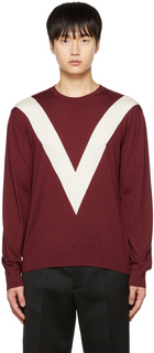 Бордовый свитер интарсия Valentino