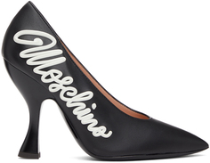 Черные туфли на каблуке из телячьей кожи с логотипом Icing Moschino