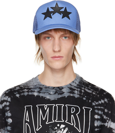 Синяя кепка с вышивкой AMIRI