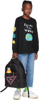 Эксклюзивная детская черная футболка с длинным рукавом SSENSE &apos;Change The World&apos; Kids Worldwide