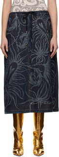 SSENSE Эксклюзивная черная юбка макси с цветочным принтом Anna Castellano