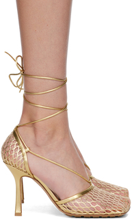 Золотые эластичные сандалии на шнуровке Bottega Veneta