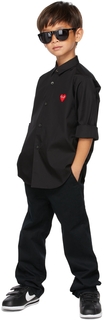 Детская черная полосатая футболка с длинным рукавом и нашивкой Comme des Garçons Play