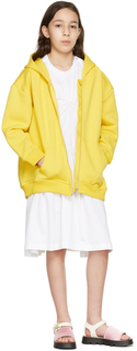 Детская толстовка с капюшоном на молнии желтого цвета с логотипом M’A Kids