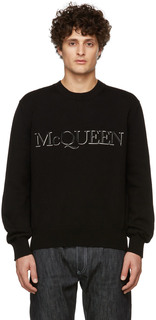 Черный вязаный свитер с вышивкой Alexander McQueen
