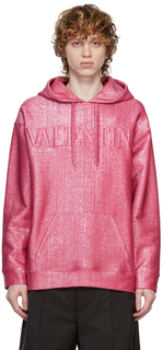 Худи с металлическим логотипом розового цвета Valentino