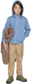 Детская синяя толстовка со съемным капюшоном и заклепками с монограммой Burberry