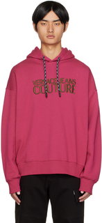 Худи розового цвета с кулиской Versace Jeans Couture