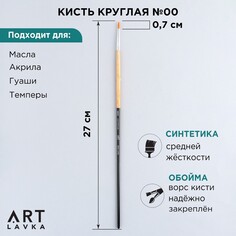 Кисть для рисования синтетика круглая №00 Artlavka
