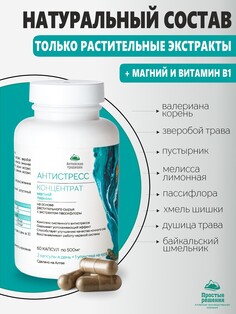 Концентрат антистресс с магнием, тиамином и экстрактом пассифлоры, 60 капсул Простые решения