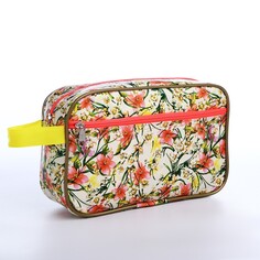 Косметичка на молнии, цвет бежевый/желтый/розовый NO Brand