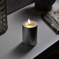 Светодиодная свеча серебристая, 7 × 13 × 7 см, пластик, батарейки аах2 (не в комплекте), свечение теплое белое Luazon Lighting