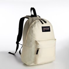 Рюкзак молодежный из текстиля на молнии, наружный карман, цвет бежевый NO Brand