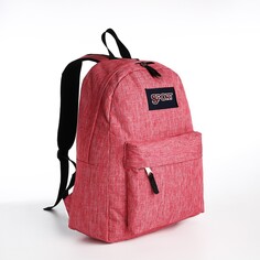 Рюкзак школьный из текстиля на молнии, наружный карман, цвет розово-красный NO Brand