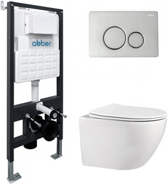 Комплект подвесной унитаз Abber Bequem AC1100 + система инсталляции Abber AC0105 + AC01211 хром